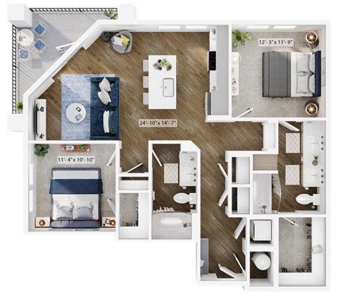 a 1 bedroom floor plan with a bathroom and a living room